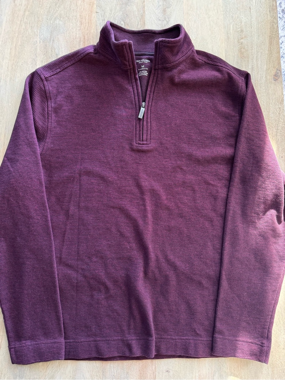 Van Heusen Men's Plum Zip-Up Ribbed Sweater